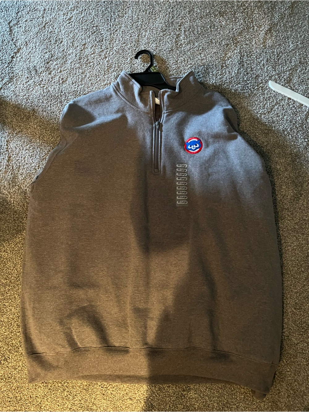Embroidered Cubs Men's Gray zip sweater Wrigley Field